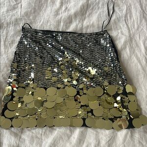 Nasty Gal Silver Gray Sequin Mini Skirt